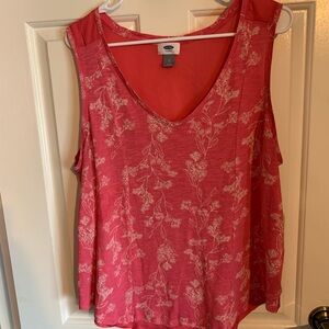Old Navy Pink Floral Scoop Neck Tank Top